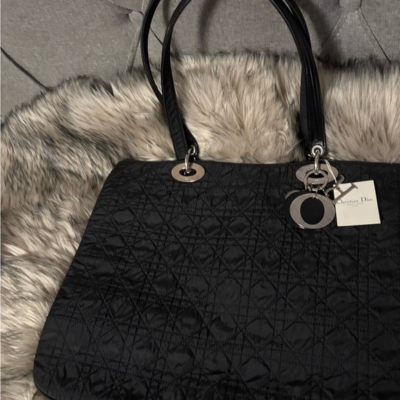 Christian Dior Cannage Lady Dior tote bag in black nylon. **Steal Price!!!** - Picture 7 of 11